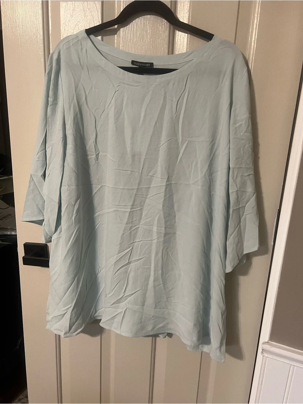 Eileen Fisher Light Blue Relaxed Ballet Neck Top
